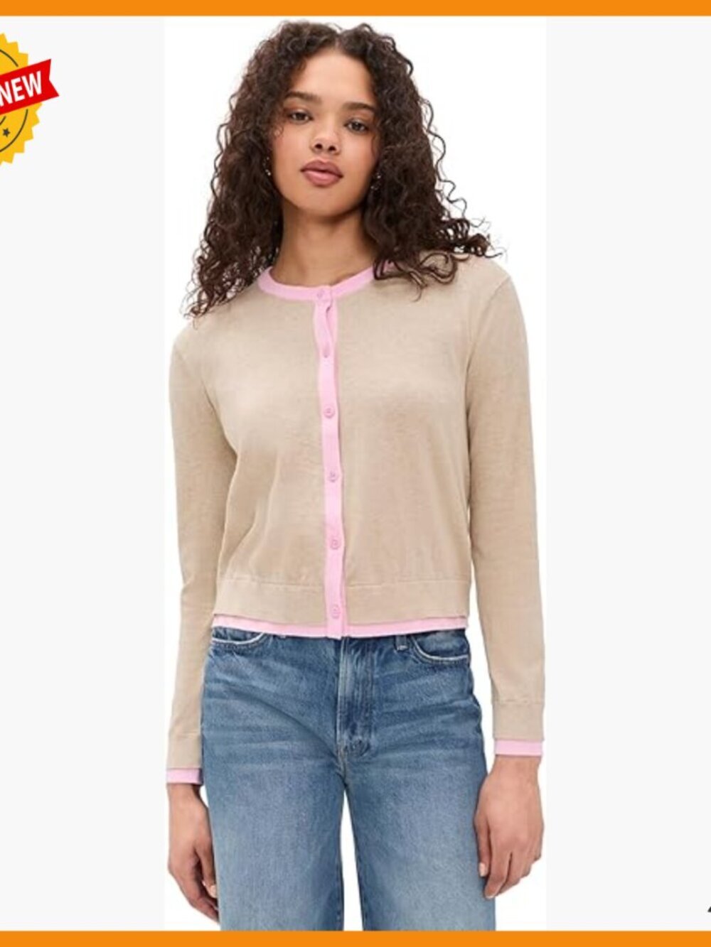Lightweight Stretch Knit Cardigan with Rib Trim, Women's Layering Piece